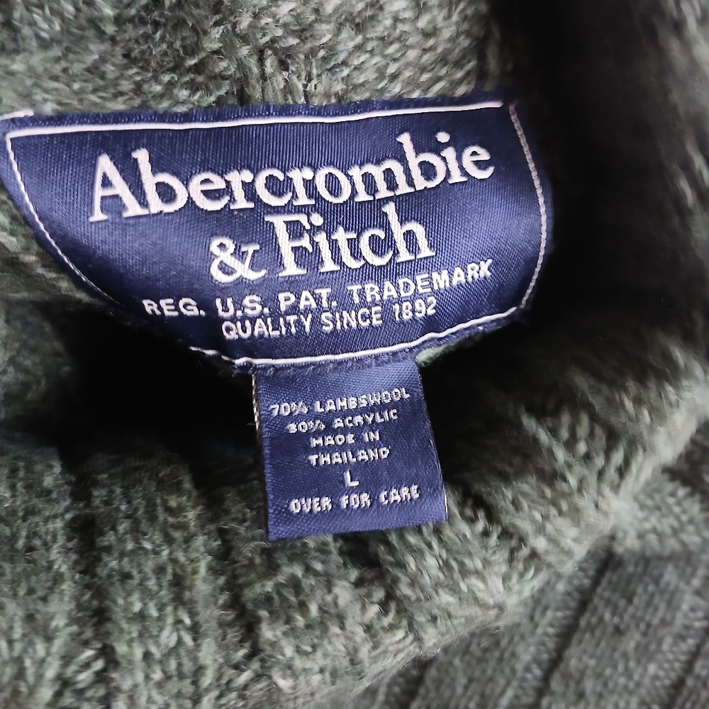 a&f ♡ 90s lambswool blend sweater vintage abercrombie and fitch large y2k green - Picture 6 of 9